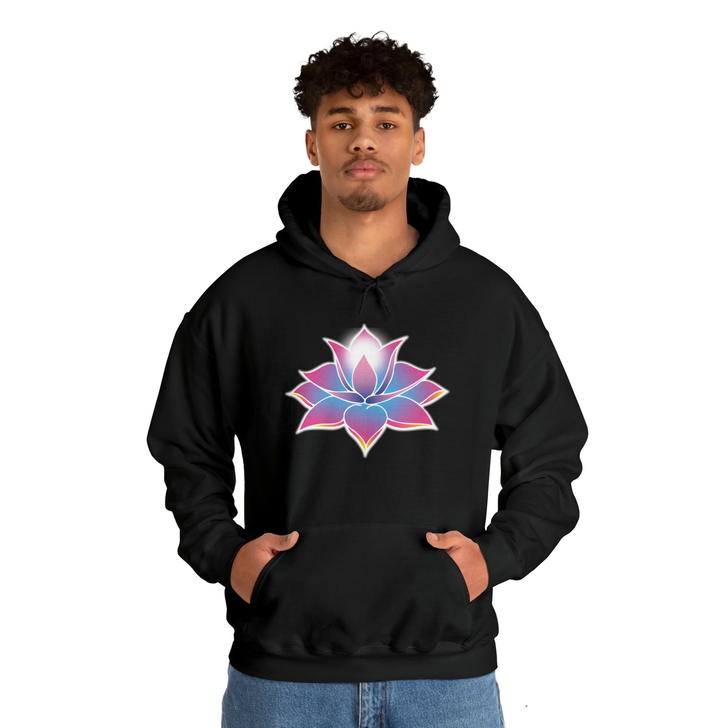 Lotus Light Glow - Unisex Black Hoodie